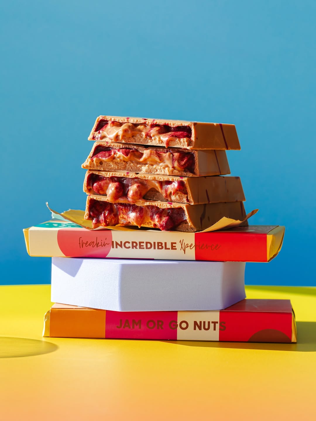 New Launch – Jam or Go Nuts | Box of 6 Peanut Butter & Jam Blondie Chocolate Bars by FIX